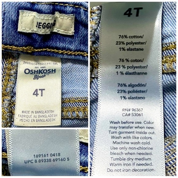 Oshkosh, GUC, Light Wash, Pull On, Elastic Waist, Jeggings, Girls, Size 4T - Picture 11 of 11